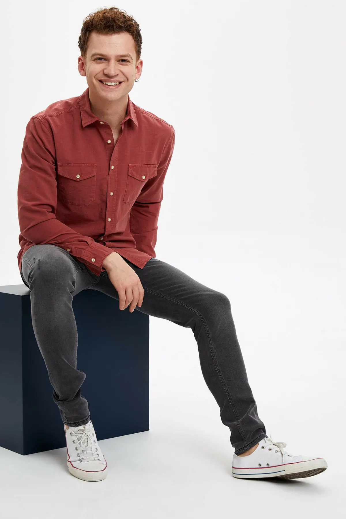 DeFacto мужские весенние серые джинсы Мужские повседневные обтягивающие джинсовые