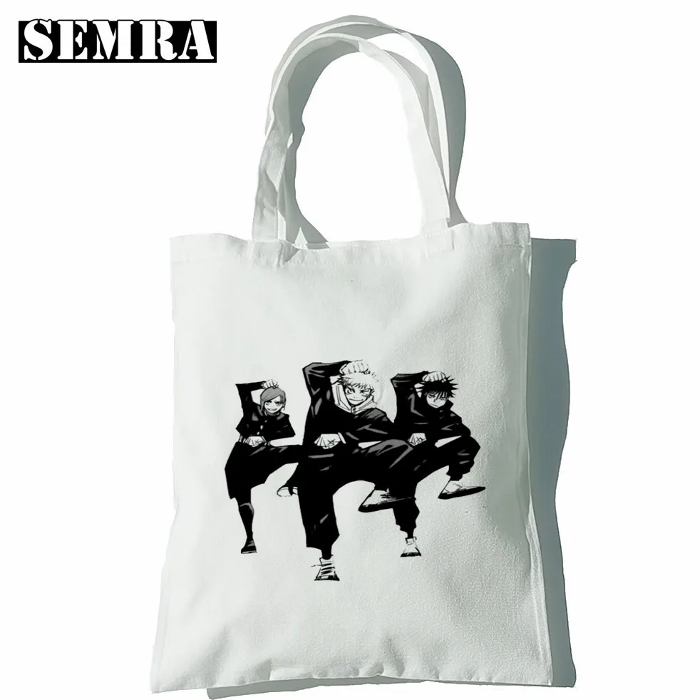 

Japanese Anime Jujutsu Kaisen Yuji Itadori Handbags Cloth Canvas Tote Bag Shopping Women Reusable Shoulder Shopper Bags Bolsas