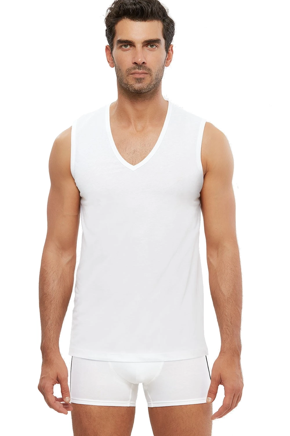 Мужские майки из чесаного хлопка Kom с V образным вырезом без рукавов майка 6