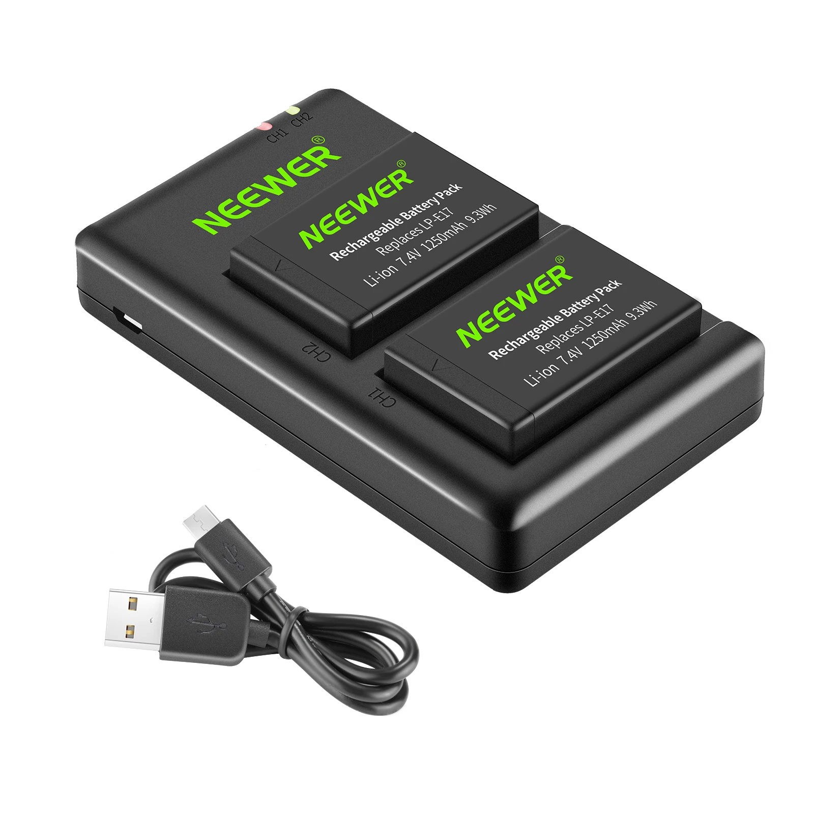 

Neewer 2-Pack LP-E17 Replacement Battery and Dual USB Charger for Canon EOS R8, R10, R50, RP, 77D, 750D, 760D, 800D, 8000D,