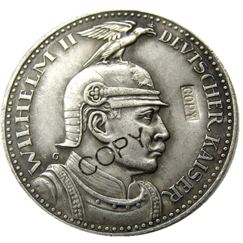 Пруссия(немецкий с.) 5 Mark 1913 Proof-Bronze-узор-Wilhelm II Посеребренная копия монеты