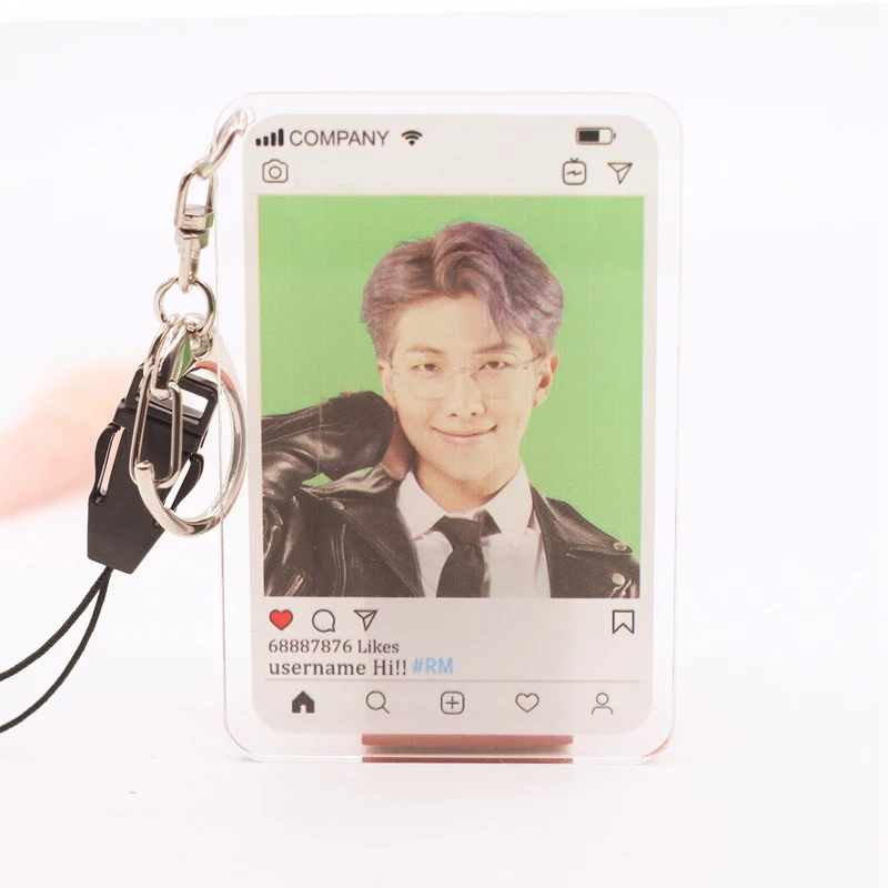 

KPOP Bangtan Boys Flower Happy JIMIN JIN SUGA Square Tag Key Chain Keyring Bag Accessories