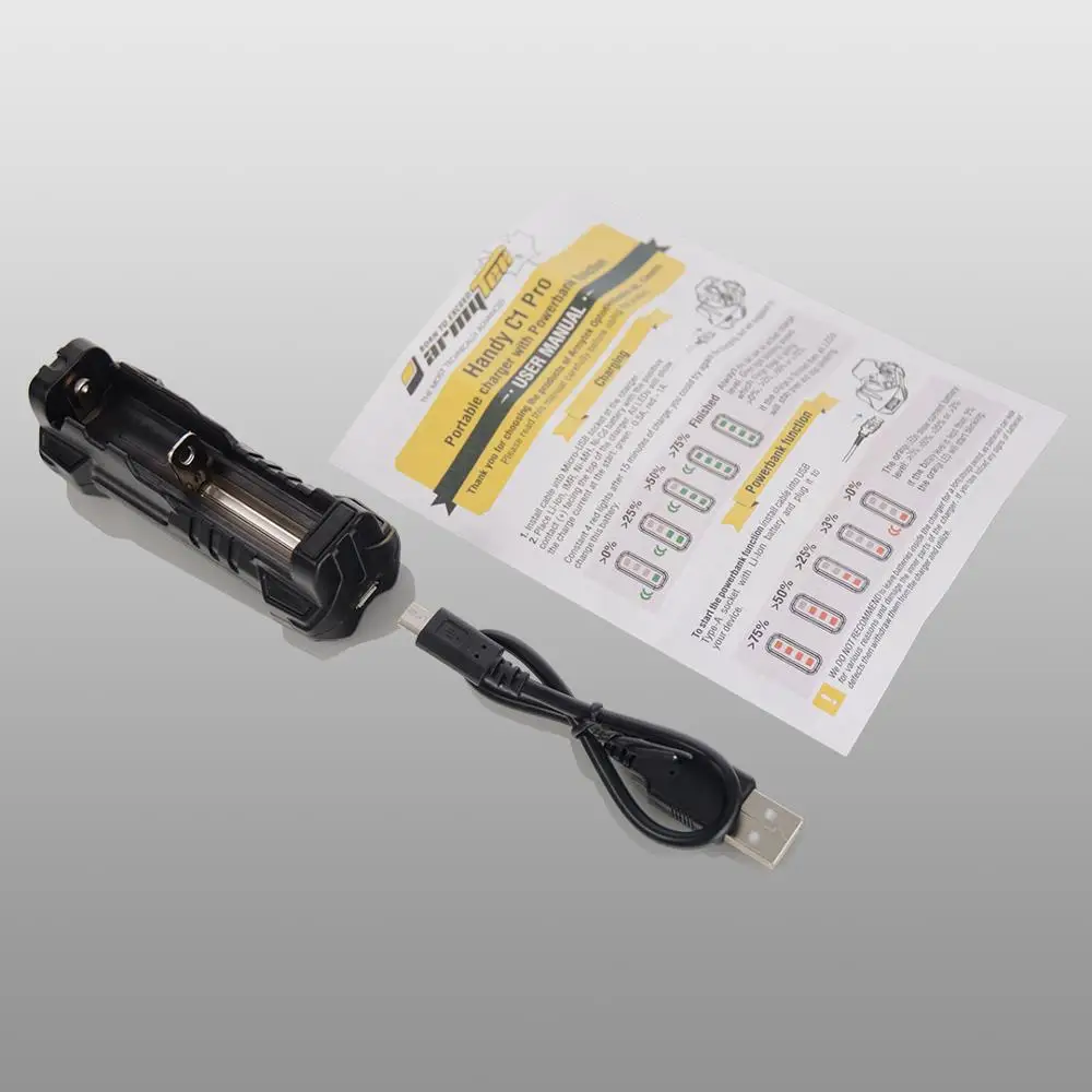 Компактное универсальное зарядное устройство Armytek Handy C1 Pro с функцией Powerbank для Li