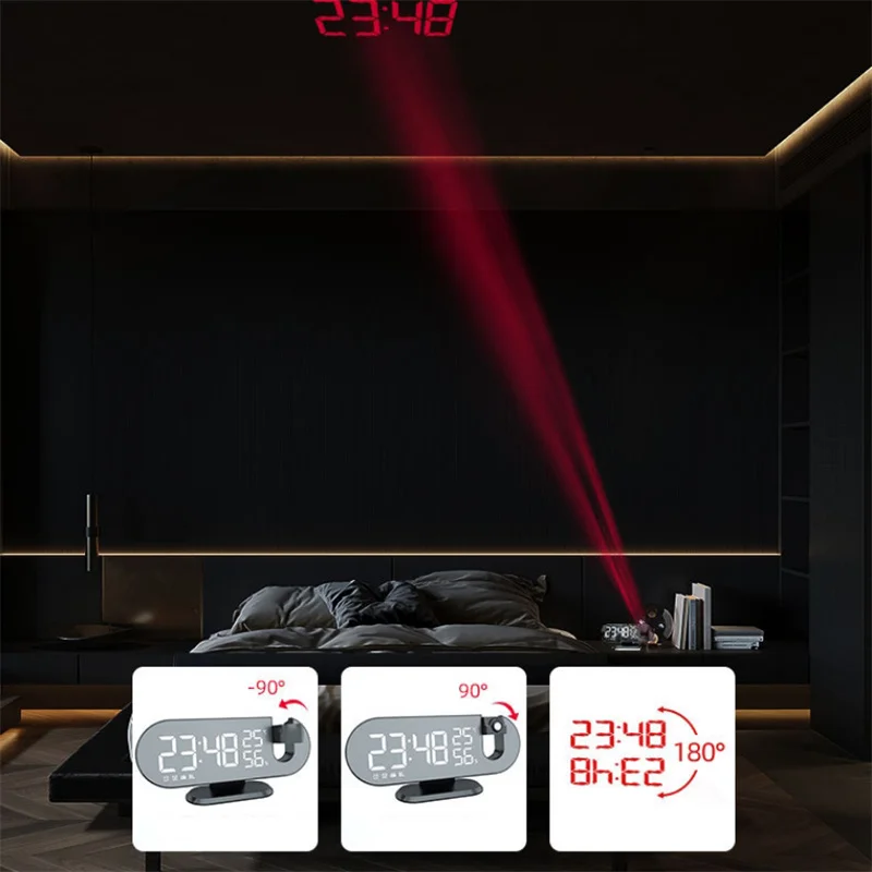 Светодиодный Будильник с цифровой проекцией настольные электронные часы FM-радио