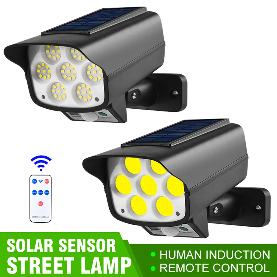 3 Mode Solar Powered Light Security Simulation 2 In 1 Motion Sensor Spotlight Fake Dummy Camera Wall Lamp Garden Remote Control