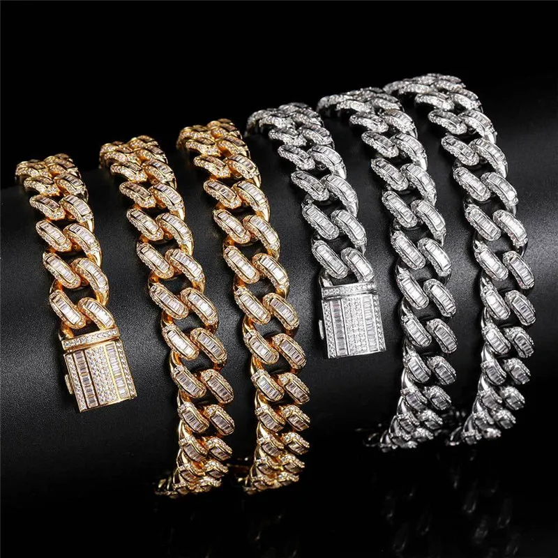 

12MM Iced Out Chains For Men Miami Cuban Link Necklace Luxury Micro Paved CZ Cuban Chain Hip Hop Jewelry