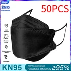 Черная маска ffp2, сертифицированная CE KN95, 50 шт.