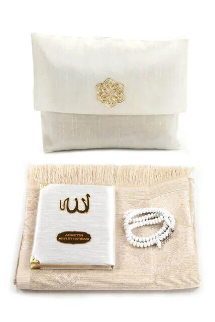 

WONDERFUL Slub Fabric Covered Yasin Book - Bag Size - Name Special Plate - Prayer Rug - Rosary - Sach BOOK TASBİH FREE SHİPPİNG