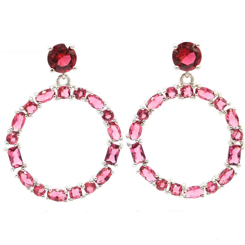 Элегантные серьги из розового малинового родолита 37x28 мм подарок для женщин