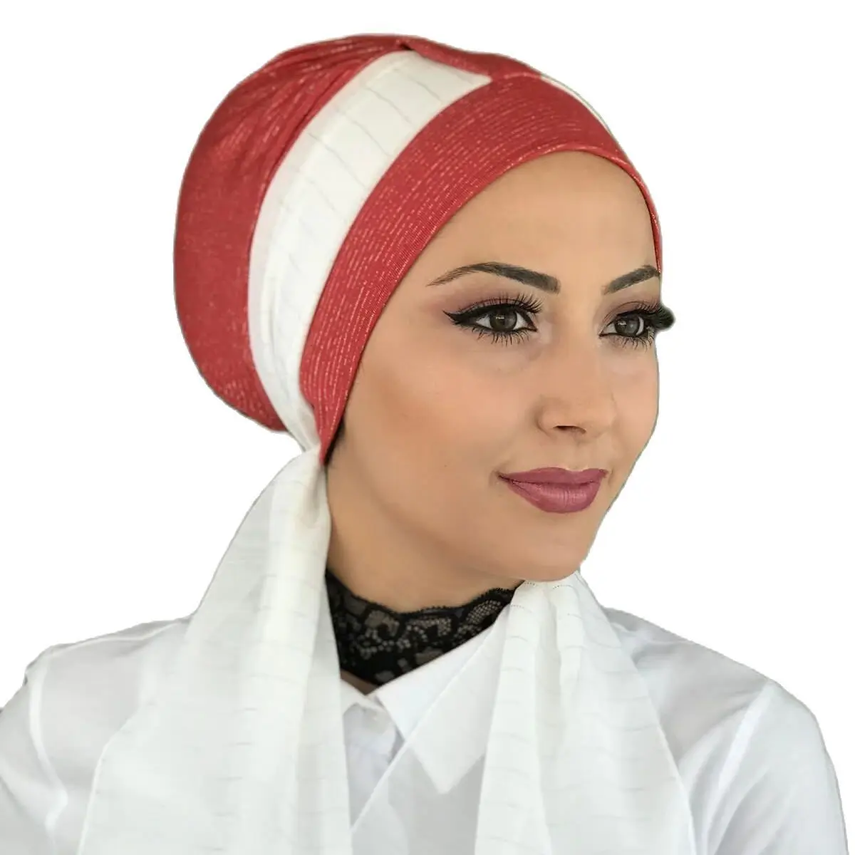 

Islamic Fashion Muslim Hijab Lady Hijab 2021 Trend Scarf Beanie Ready Shawl Scarf Buckle Hat Pomegranate Flower Color Horsehair Bone