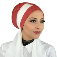 islamic fashion muslim hijab lady hijab 2021 trend scarf beanie ready shawl scarf buckle hat pomegranate flower color horsehair bone