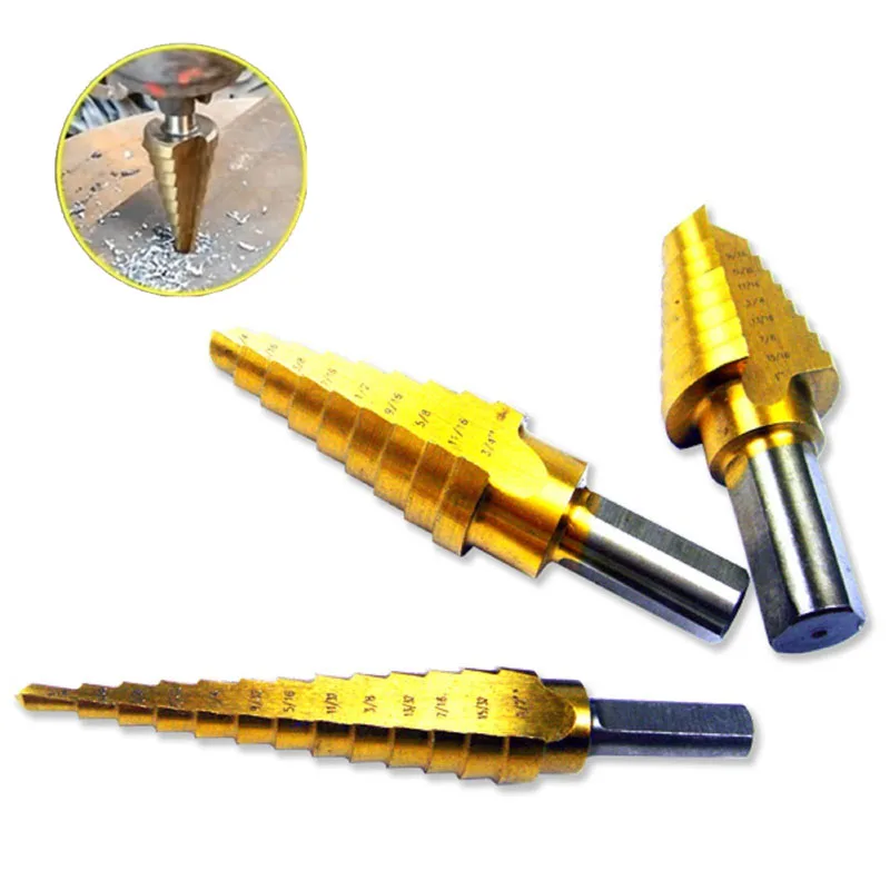 Набор металлических конусных сверл 3шт. Сверло с титаническим покрытием 4 12/20/32