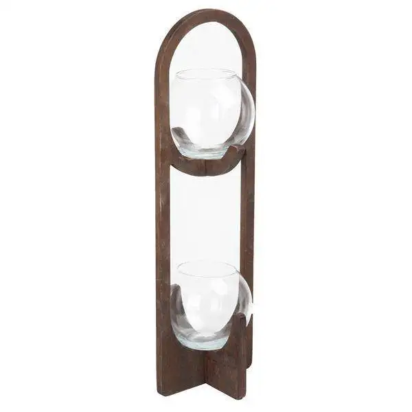 

Wooden Beech Tree Pot 2 Layer Nostalgic Glass Lantern Flower Bed