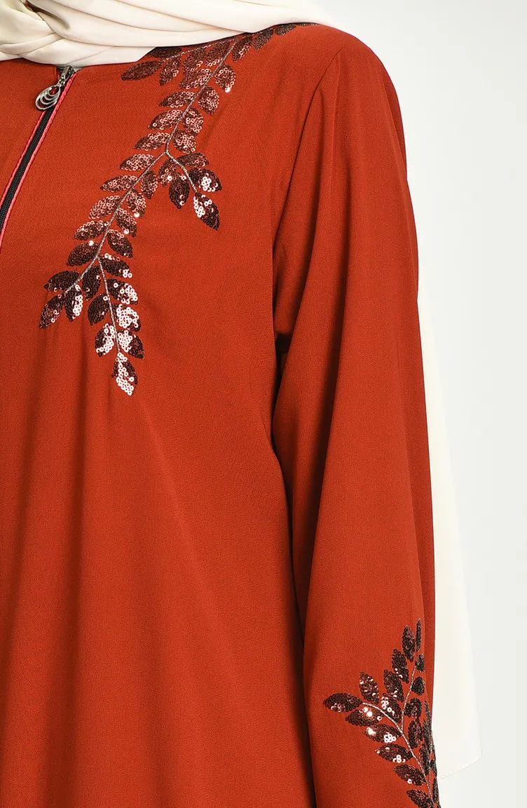 

Plus Size Sequin Zippered Abaya Ladies Unlined Sequined Long Sleeve Zero Collar Women Seasonal Muslim Fashion Hijab Clothing Cas
