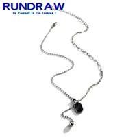 rundraw fashion gothic style silver color women men black pendant necklace for hip hop party chain jewelry gifts