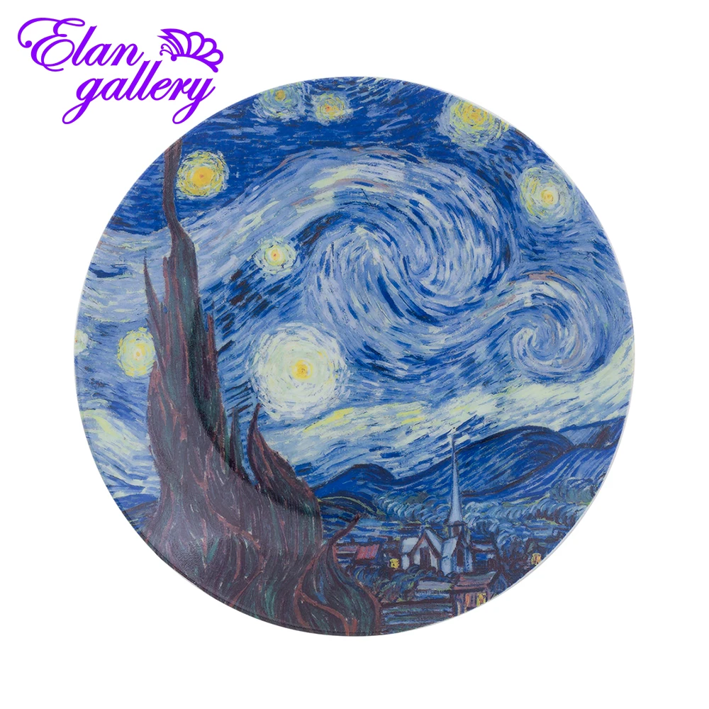 Тарелка декоративная 20х20х2 см Elan Gallery Звездная ночь с крючком и подставкой | Дом