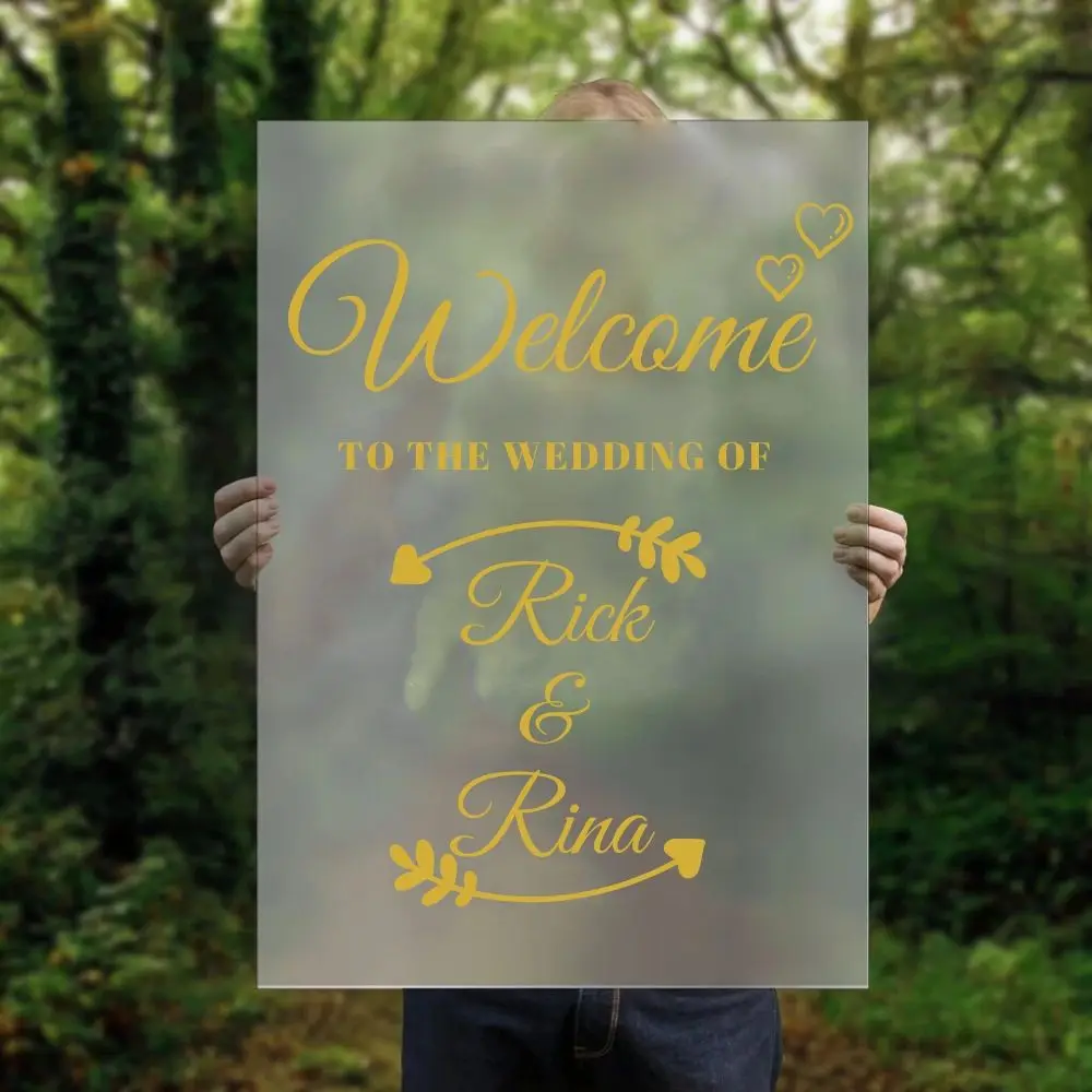 

New Welcome to Wedding Customizable Names Sticker Decal Wedding Sticker Glass Art Decoration A00696