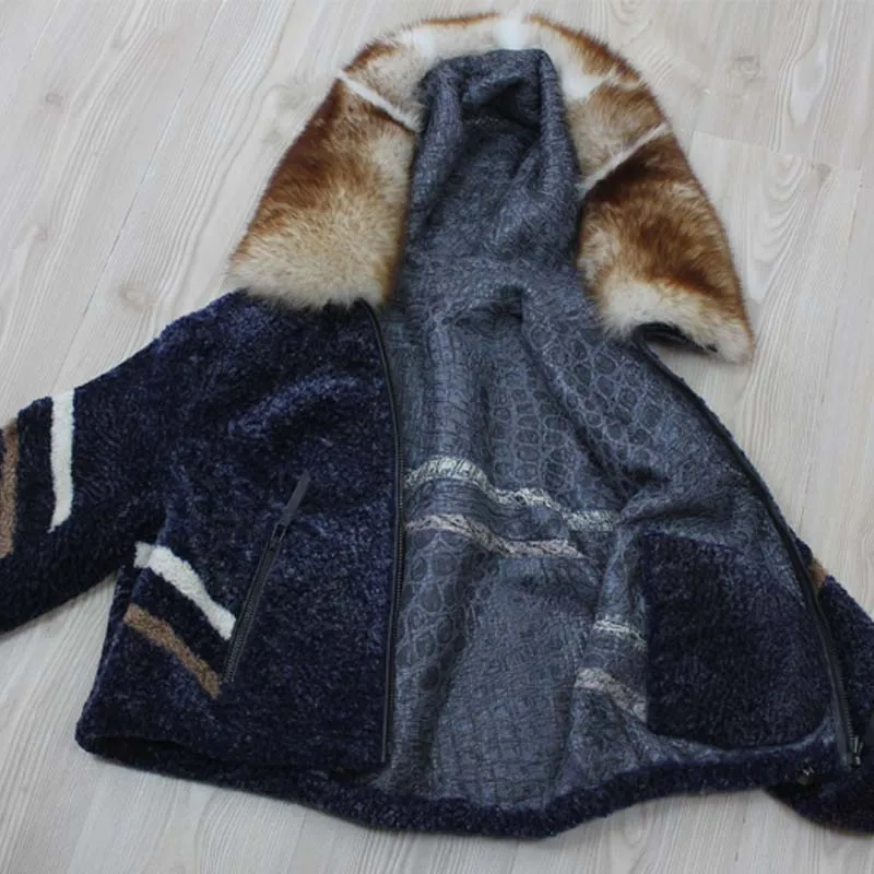 

women's fur lamb astragan frost animal fox, double-sided wearable. waterproof, keep warm style daily winter coat winter fur