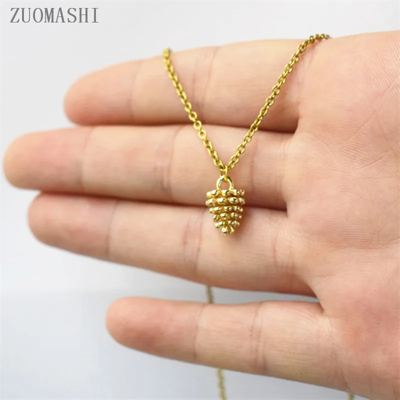 ZUOMASHI Tiny Pinecone Очаровательное ожерелье изящное колье из сосны Осеннее ювелирное