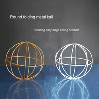 foldable metal space ball iron art round ball pendant for wedding decor ceiling hanging ornaments party event decor stage layout