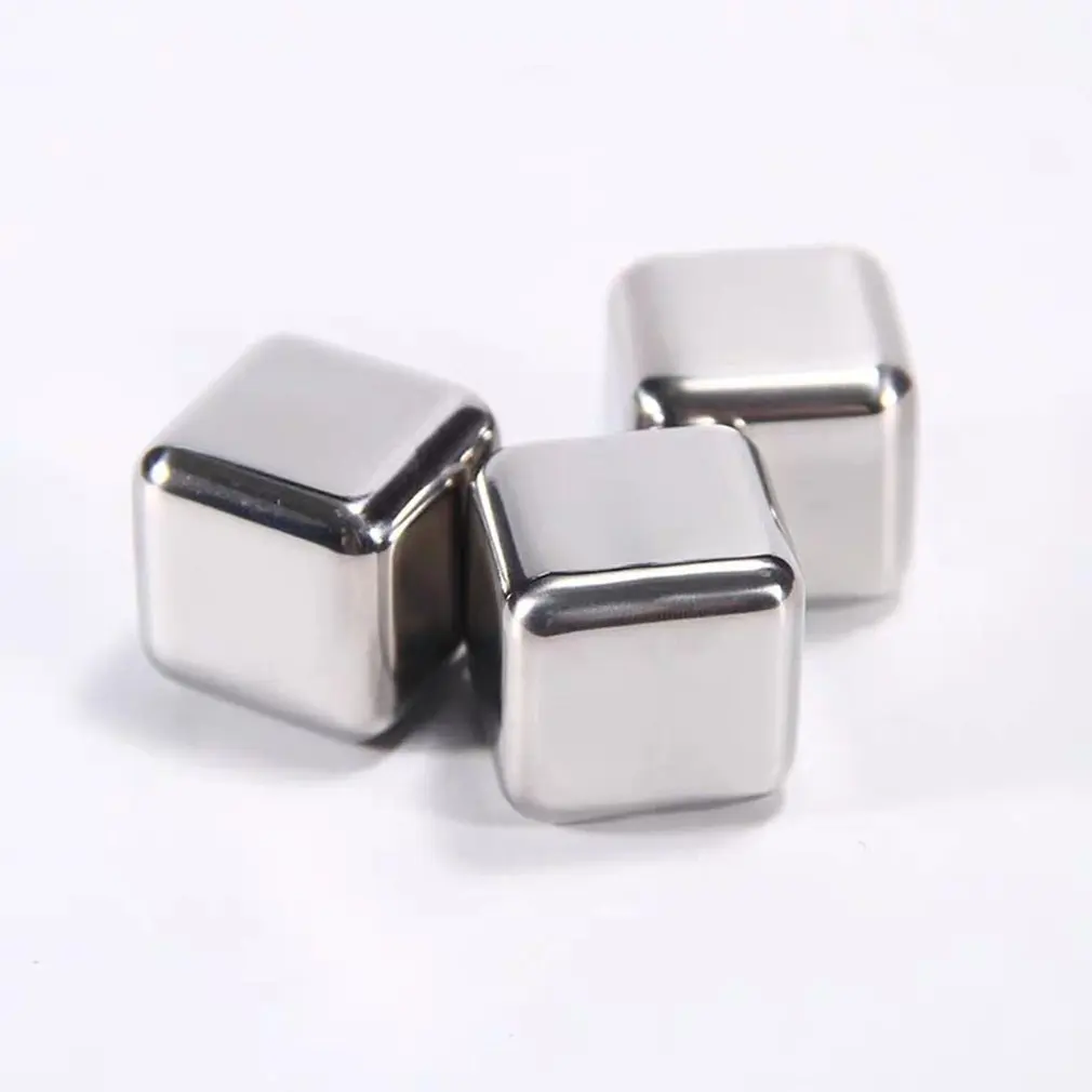 

6pcs Stainless Steel Ice Cubes Reusable Chilling Stones for Whiskey Wine Food Grade Cooling Cube Chilling Rock Party Bar Tool