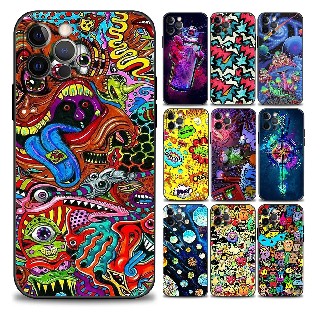 Чехол для телефона с аниме граффити Наклейка Бомба iPhone 11 12 13 Pro Max 7 8 SE XR XS 5 5s 6 6s Plus