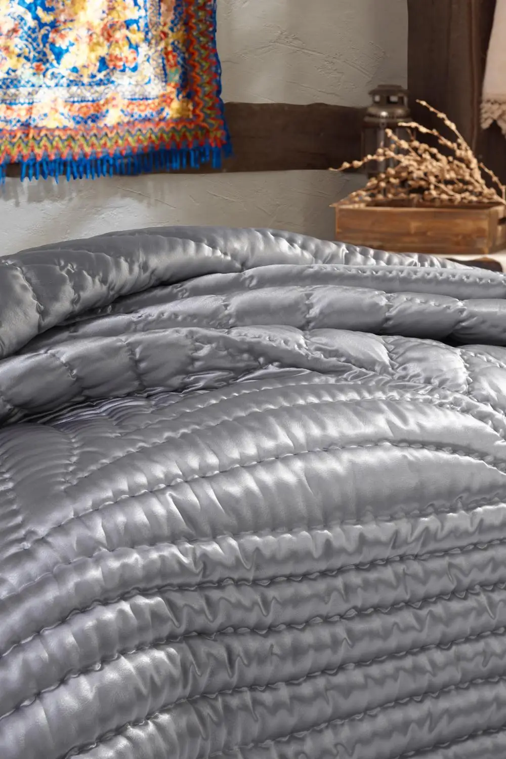 Стеганое одеяло ручной работы | Винтажное Этническое покрывало атласное вес 4700 г