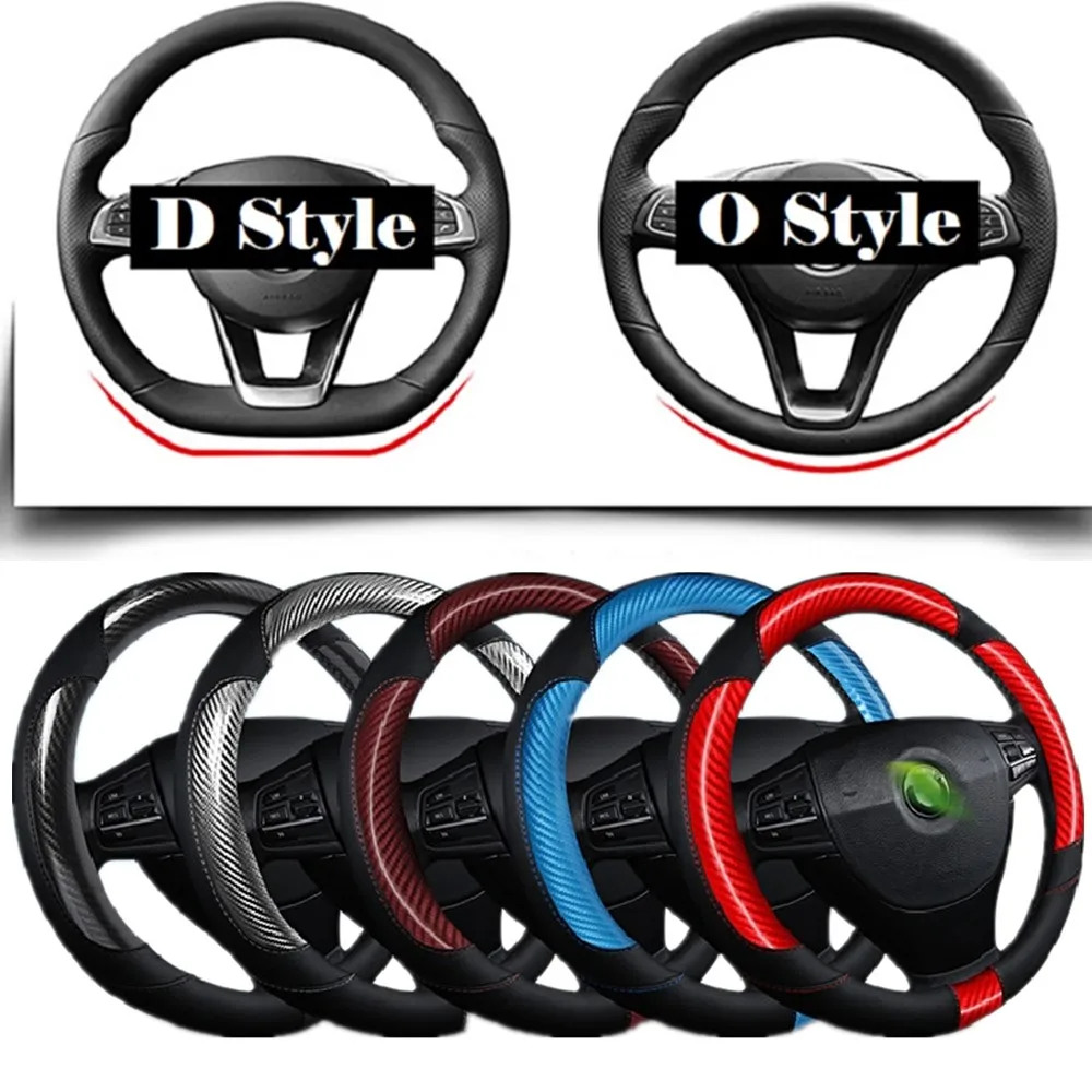 

Car Interior Decoration Auto Car Steering Wheel Cover Carbon Fiber Leather Fit 37-38cm Wheel Car Steer Wheel Covers