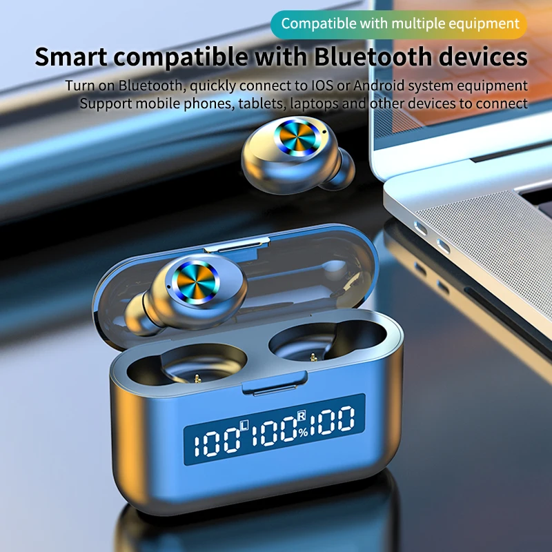 TWS Bluetooth беспроводные наушники настоящие спортивные с микрофоном игровая