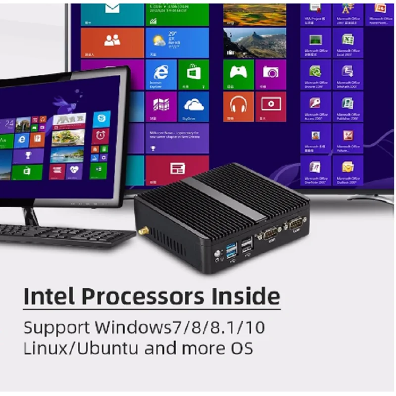

Fanless Mini PC Intel Celeron J1900 Windows 10 Dual NIC Gigabit Etherent 2x RS232 HDMI VGA WiFi 4xUSB Linux Industrial Computer