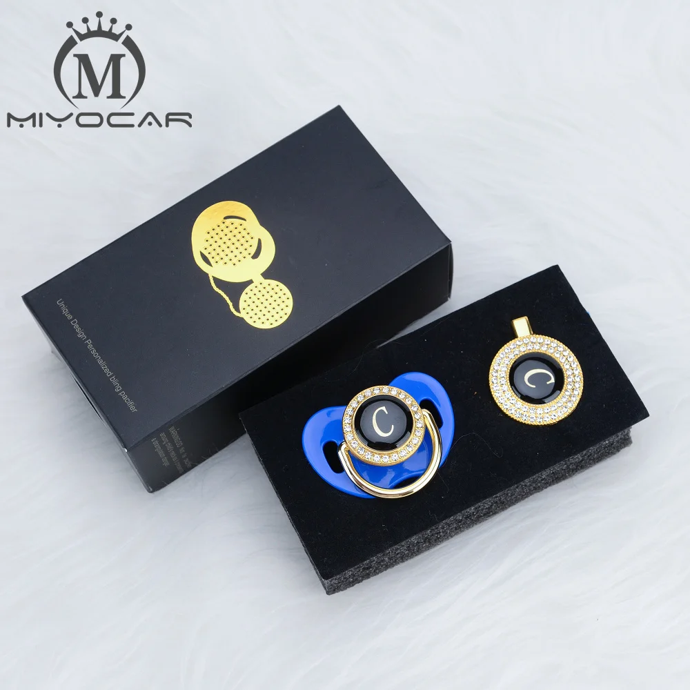 MIYOCAR золото серебро имя инициалы буквы C прекрасный bling соску и соски клип набор BPA