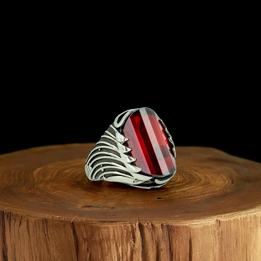 

Vuzera 925K подлинное серебряное мужское кольцо гранат стильный подарок ручной работы для мужчин все размеры модный винтажный подарок оттоманс...