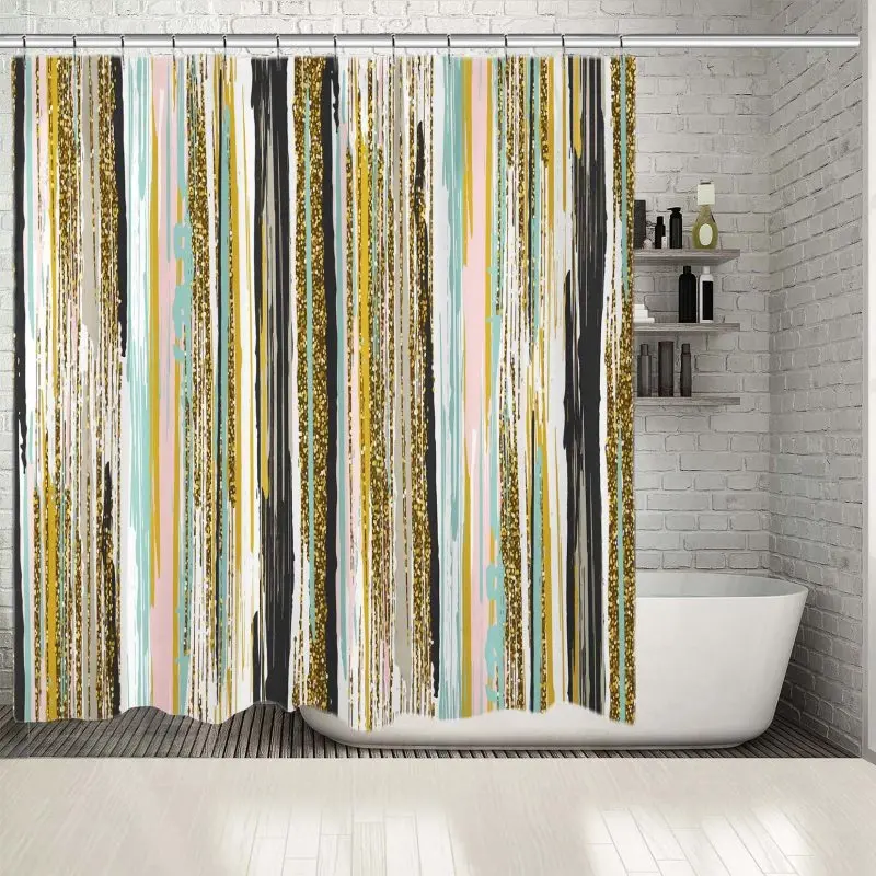 Занавеска для душа Современная работа вертикальные линии кисти штрихи и полосы в