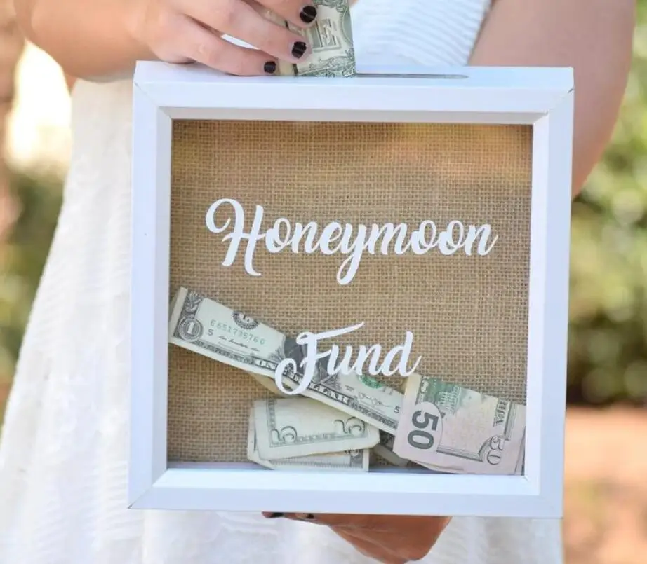 Custom any language wedding Honeymoon Fund Box, Honeymoon Gifts, Wedding Money Box, Rustic wedding Honeymoon Fund Box