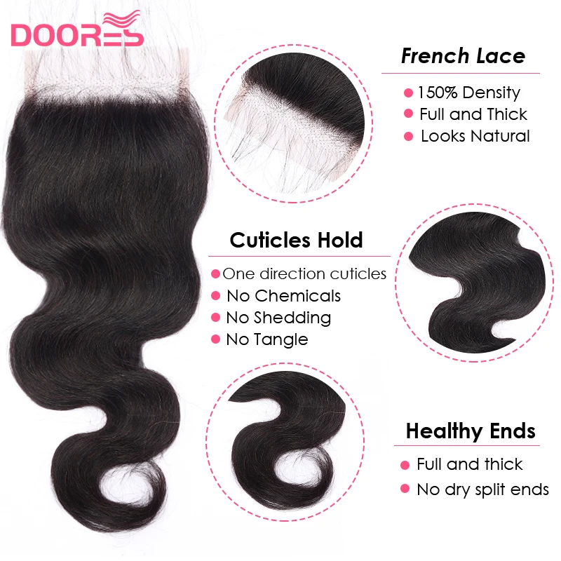 Doores Hair 100% человеческие волосы на шнурке 4*4 кружевные волнистые бразильские remy