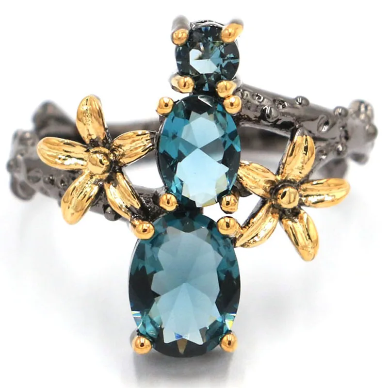 21x19 мм хип-хоп Винтажный дизайн Лондон синий топаз Зеленый Перидот родолит гранат