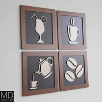 Kitchen Decorative Wooden Wall Art Decor 4PCS Table Quality Material Living Room Bedroom Mothers Day Gift Ideas 3D 2022 Cute New