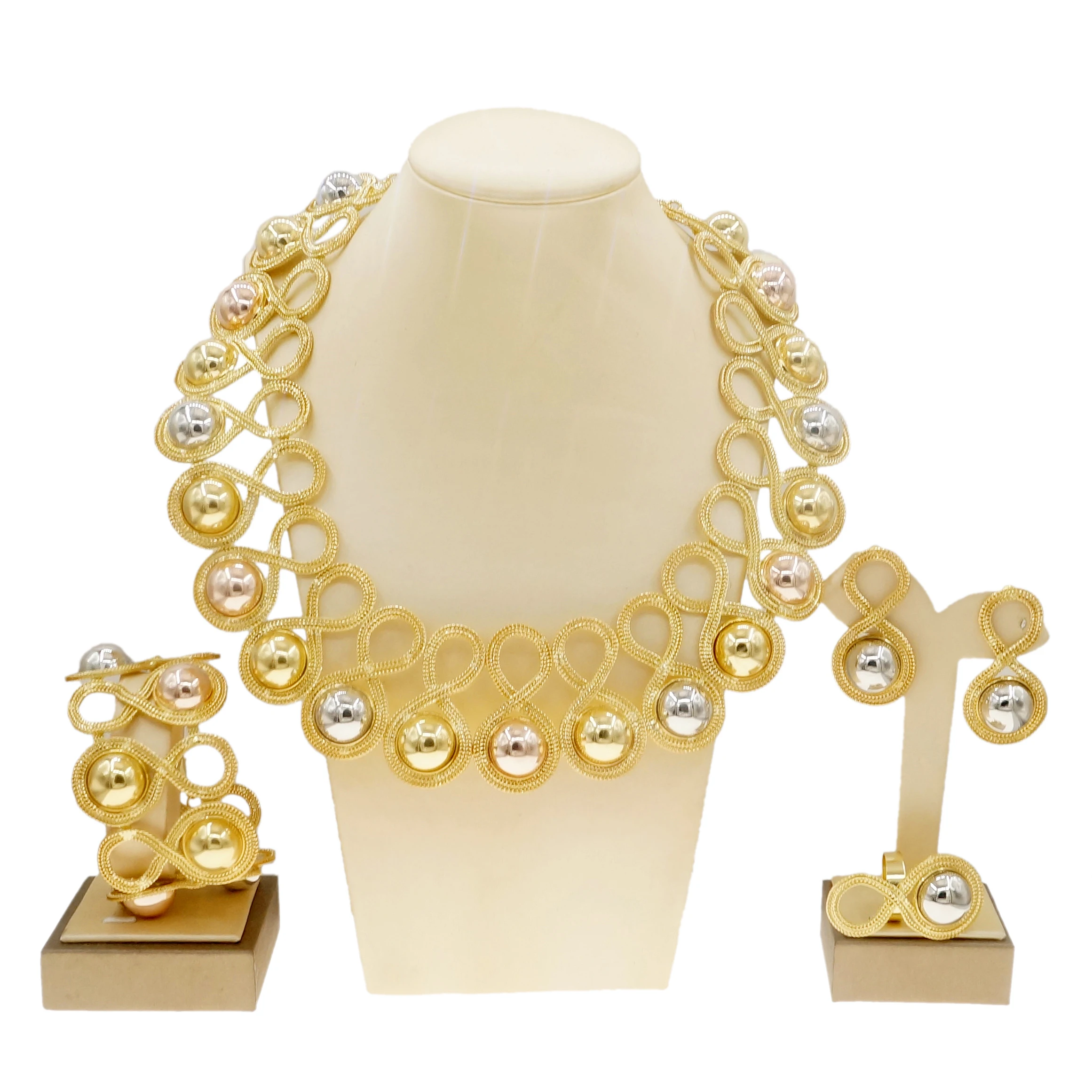Yulaili новые бразильские золотые стильные женские ювелирные изделия набор ручной ожерелье браслет серьги кольцо бразильские оптовые ювелирн...