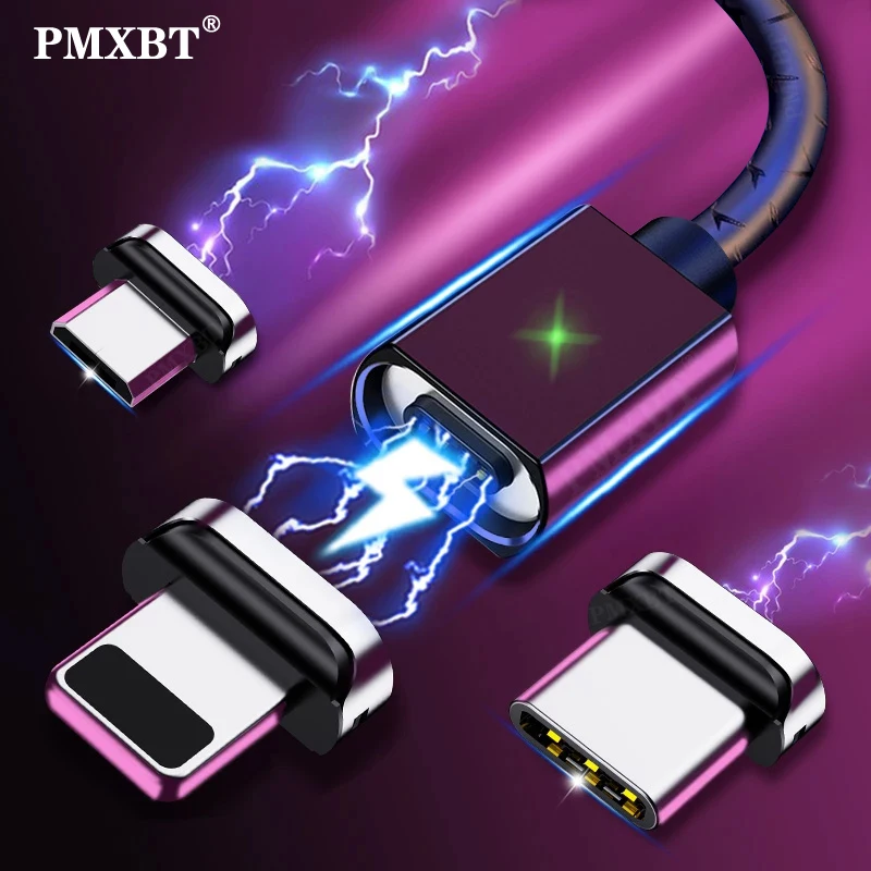 

LED Magnetic Micro USB Type C Cable 3A Charging For iPhone 12 11 Samsung S10 S9 Xiaomi USB Charger Mobile Phone Charge Cable 2M