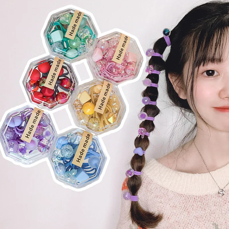 

Резинки для волос 10 шт./лот корейские эластичные детские заколки для волос карамельных цветов новогодние красные резинки для волос головно...