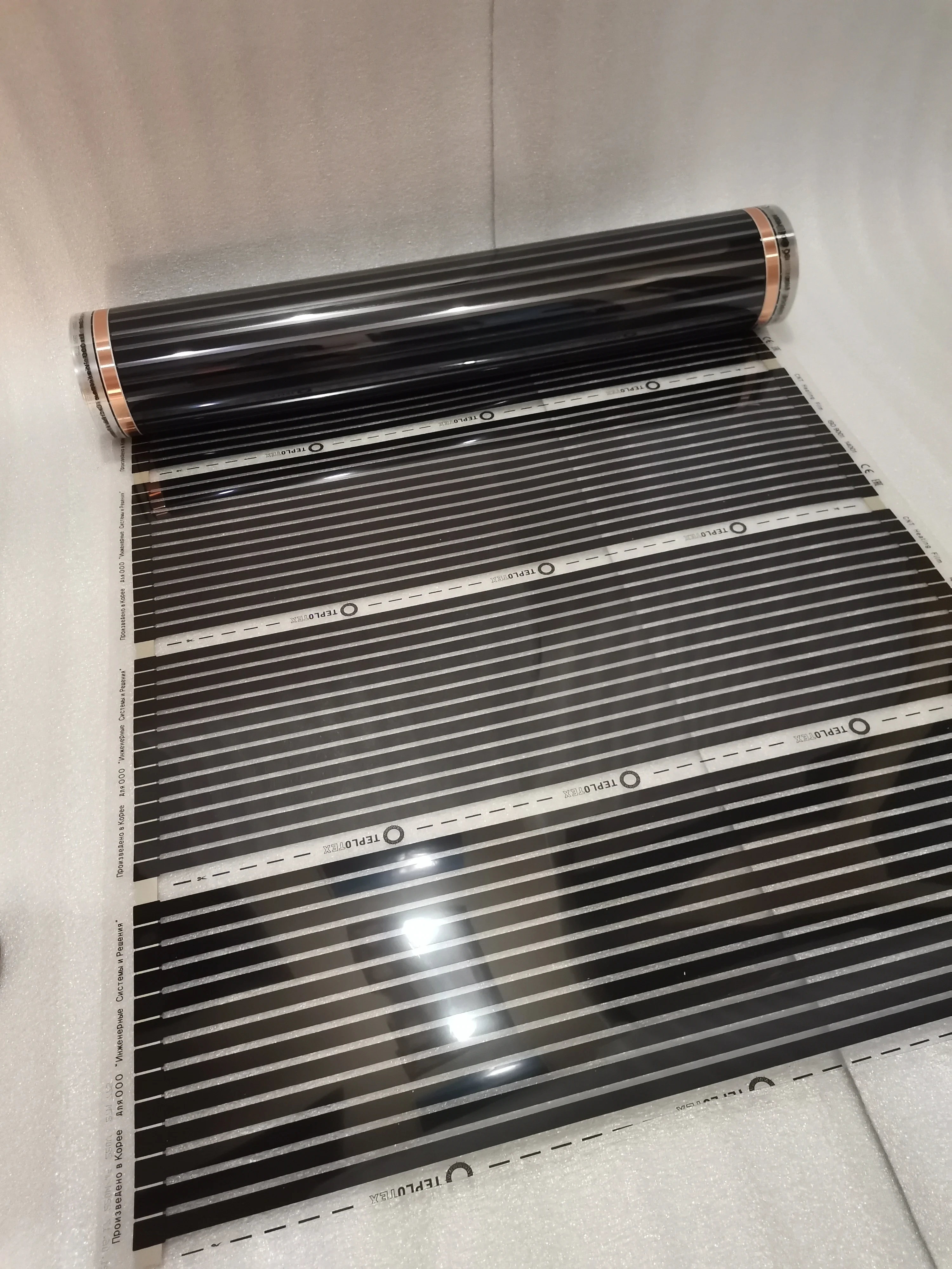 Теплый пол инфракрасный нагревательная пленка на отрез 80 см Южная Корея под