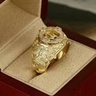 Модные мужские кольца с узором в виде короны, позолоченные винтажные кольца в стиле панк-рок, крутая Байкерская вывеска, мужское кольцо, ювелирные аксессуары, подарок