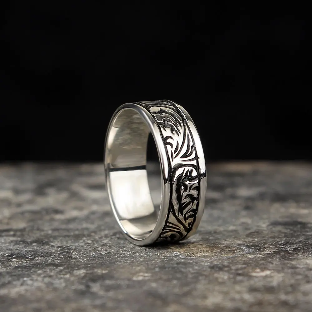 

Sterling Silver Mens Signet Ivy Wedding Ring Vintage Handmade Rings Anniversary Gifts Gifts for Men