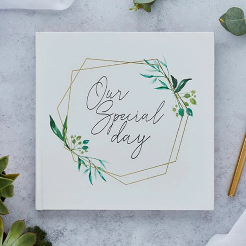 

Personalized White Wedding Guest Book,Botanical Wreath Guest Book,Our Special Day Guest Book Album Sign,Wedding Gift for Couple