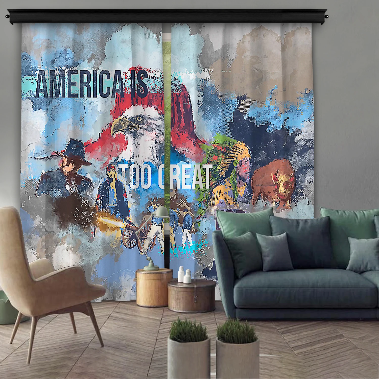 

Cipcici' American Dreams 2 Piece Panel Curtain Unisex Kids Living Room Decorative Child Woman Elite USA Mixed Colors