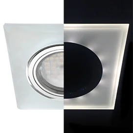 Ecola MR16 LD1651 GU5.3 Glass Стекло с подсветкой Квадрат скошенный край Матовый / Хром 25x90x90