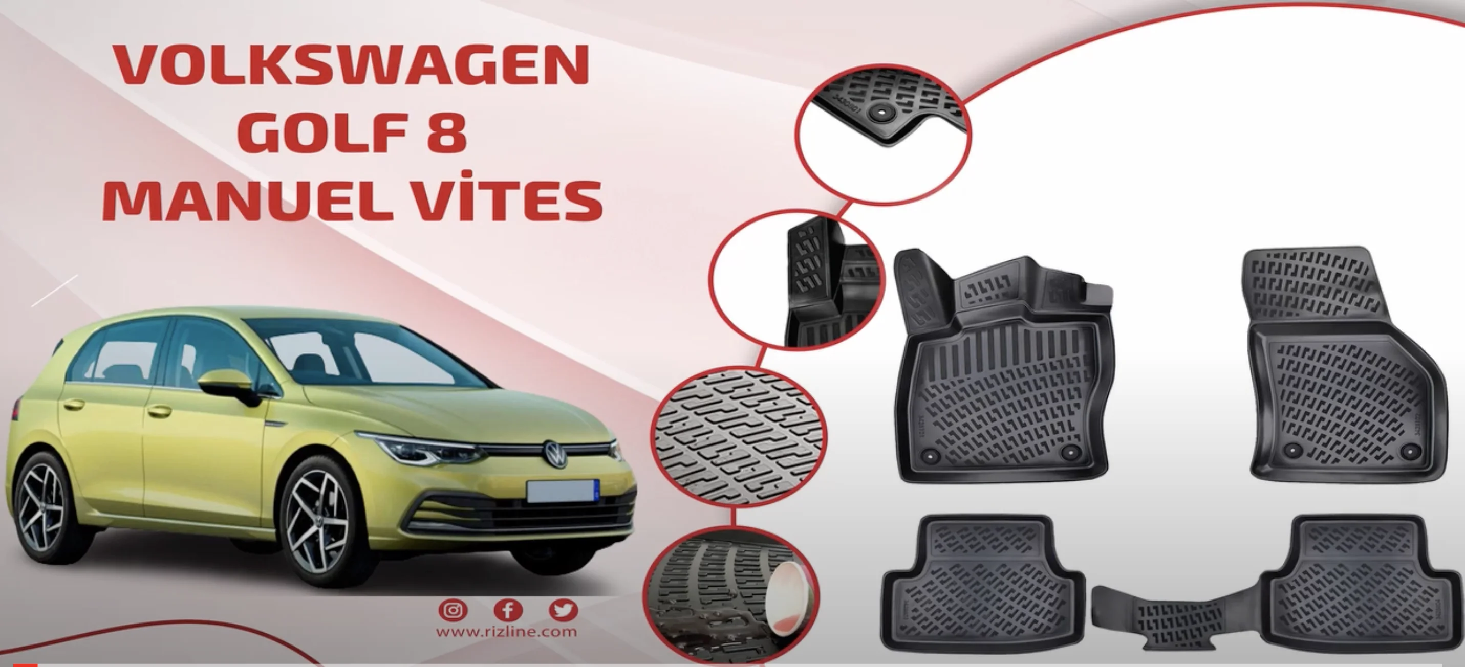 

Car Mats to of Volkswagen Golf 8 3D Pool Mat (Manual Gear) Pool Mat Pool made of original Rubber