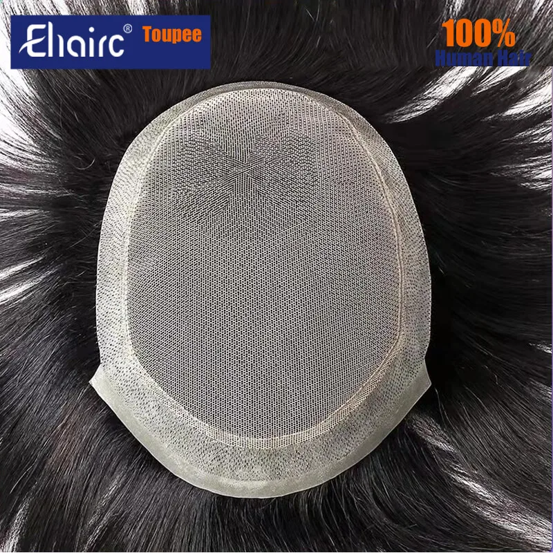 Toupee For Asian Men High Quality Lace & PU Base Human Hair System Unit 6