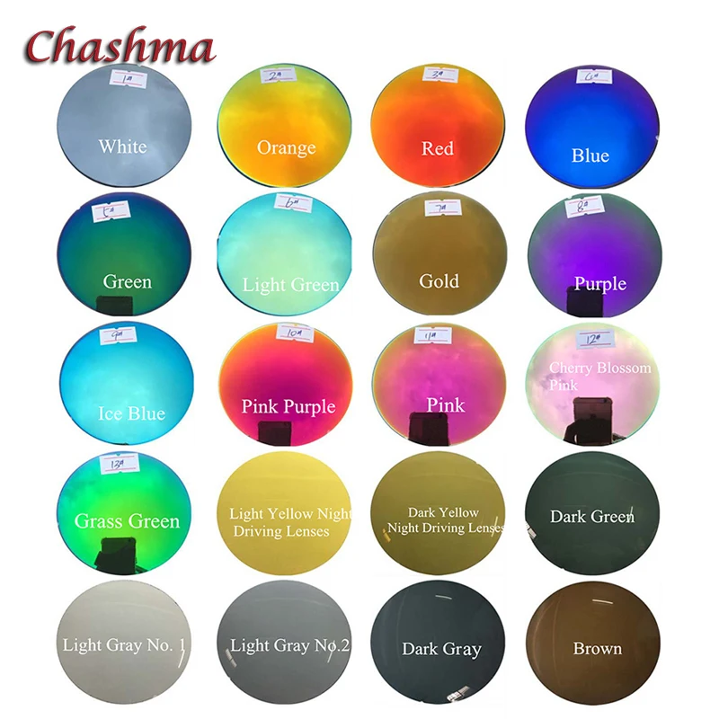 Chashma Brand 1.67 Thin Polarized UV 400 Protection Colorful Sun Lenses Prescription Mercury Sunglasses Myopia Lenses