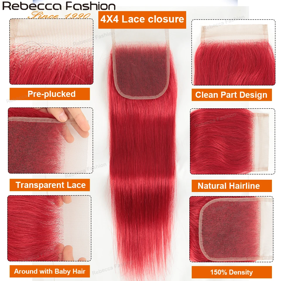 Пупряди блонд Rebecca Red прямые с застежкой бразильские человеческие волосы 3 пряди